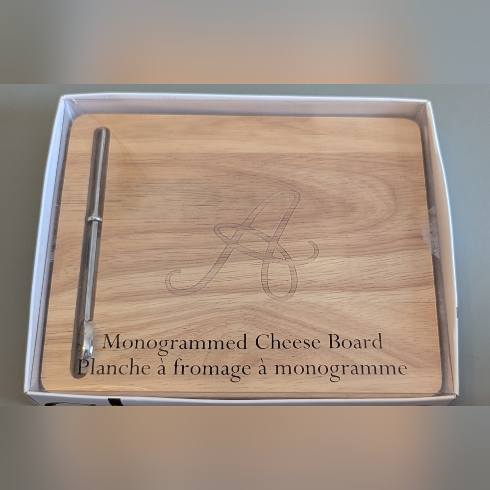 Indigo Monogrammed "A" Cheese Board